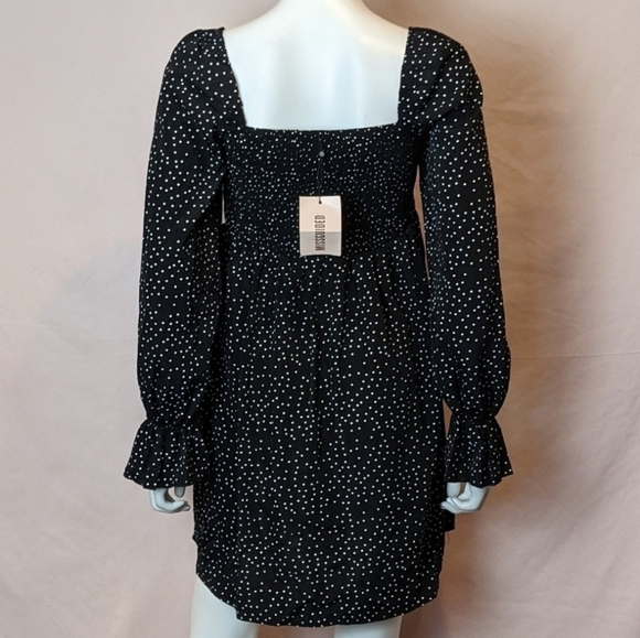 Missguided Milkmaid Shirred Polka Dot Mini Dress size 8 - Picture 4 of 6